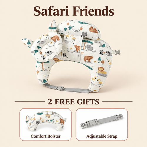 Mamora nursing pillow in Safari Friends with 2 free gifts