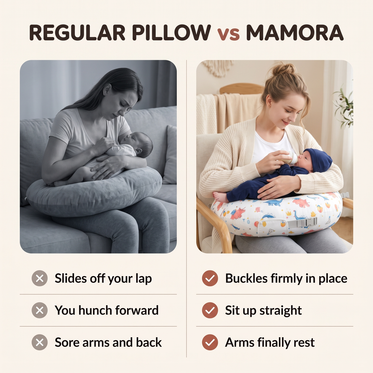 Regular pillow vs Mamora