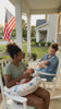 Mom relaxing on the porch with the Mamora nursing pillow